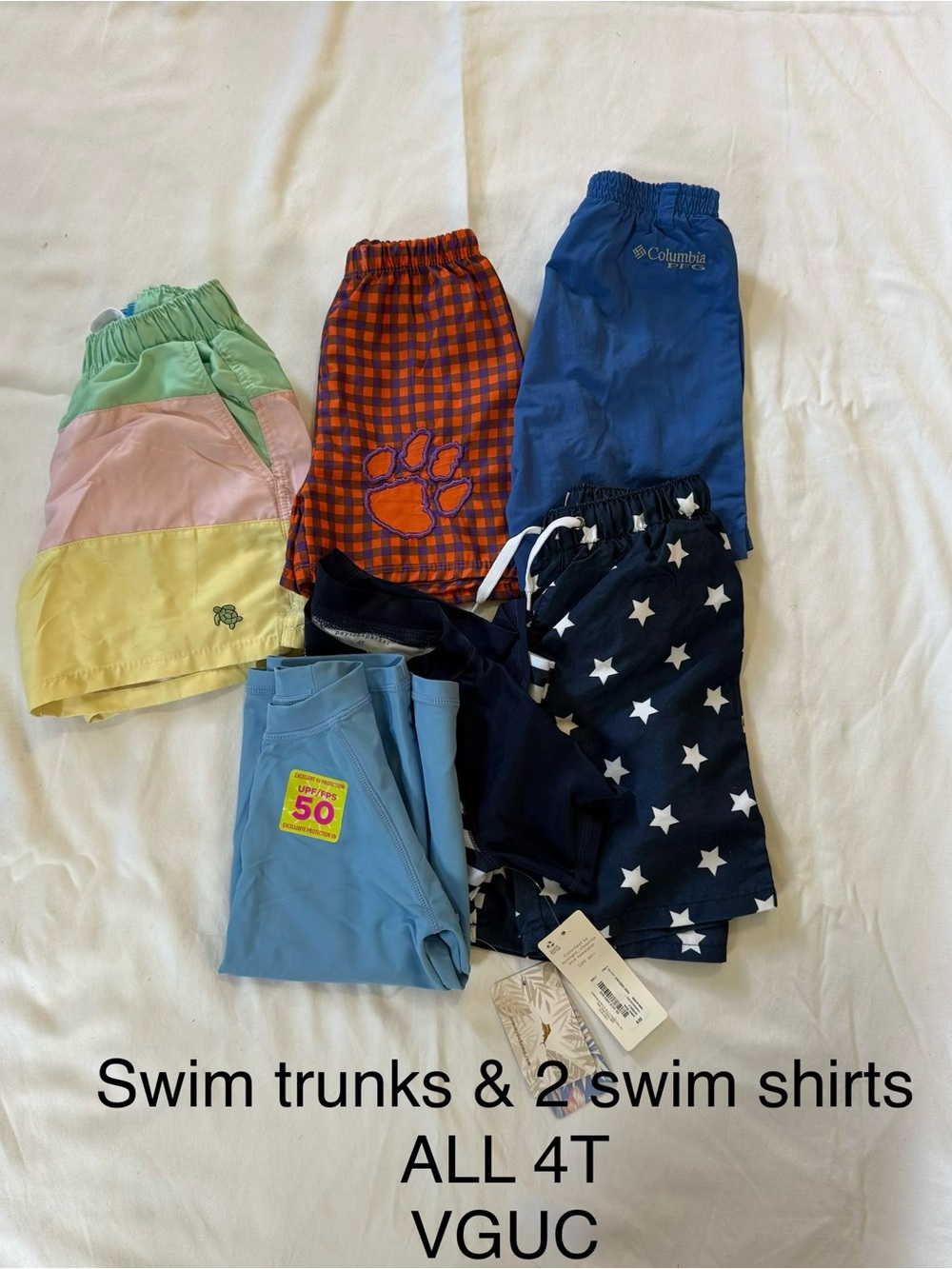 Columbia Solid Blue Kids Swim Trunks